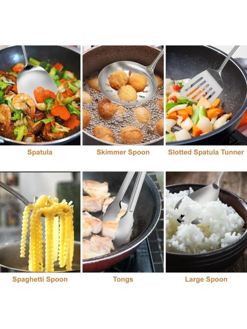 12-Piece Stainless Steel Cooking Utensils Set - Durable, Dishwasher Safe Kitchen